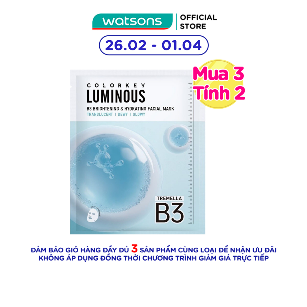 Mặt Nạ Cấp Ẩm Và Sáng Da B3 Colorkey Luminous B3 Brightening & Hydrating Facial Mask 30ml