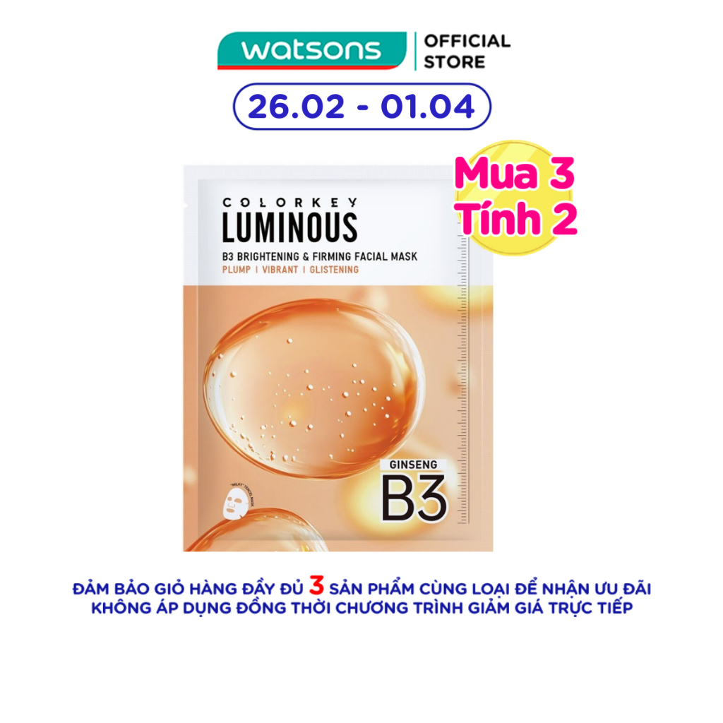 Mặt Nạ Săn Chắc Và Sáng Da B3 Colorkey Luminous B3 Brightening & Firming Facial Mask 30ml