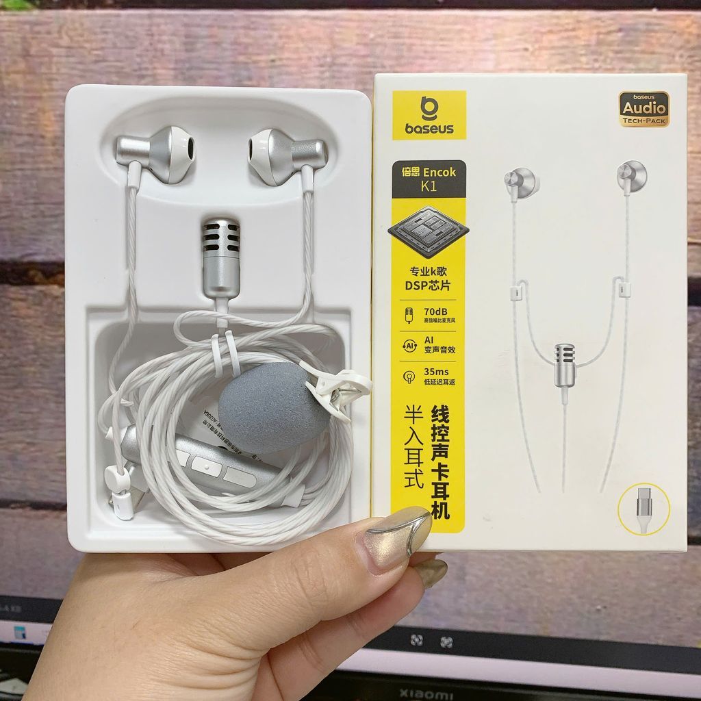 Tai nghe dây chân Type C [Chính Hãng] BASEUS ANCOK - K1, dùng được cho AI phone 17, có Mic thu âm, h