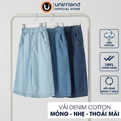 Quần dài mỏng nhẹ mềm mại vải denim cotton dáng suông cho mùa xuân hè Unifriend Hàn Quốc U950Q, Size 2-12 tuổi