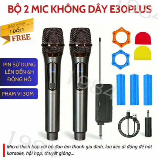 Micro Không Dây EHOONA E30 PLUS Chuyên Dùng Cho Loa Kéo Và Amply