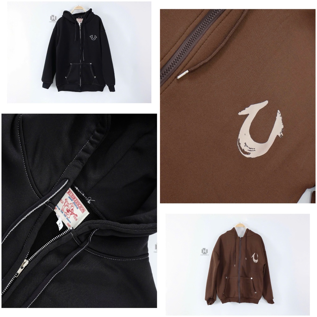 [ChinhHang] Áo Khoác Hoodie Zip True Religion Hoodie Zipper Black / Brown - Unisex, Thời Trang