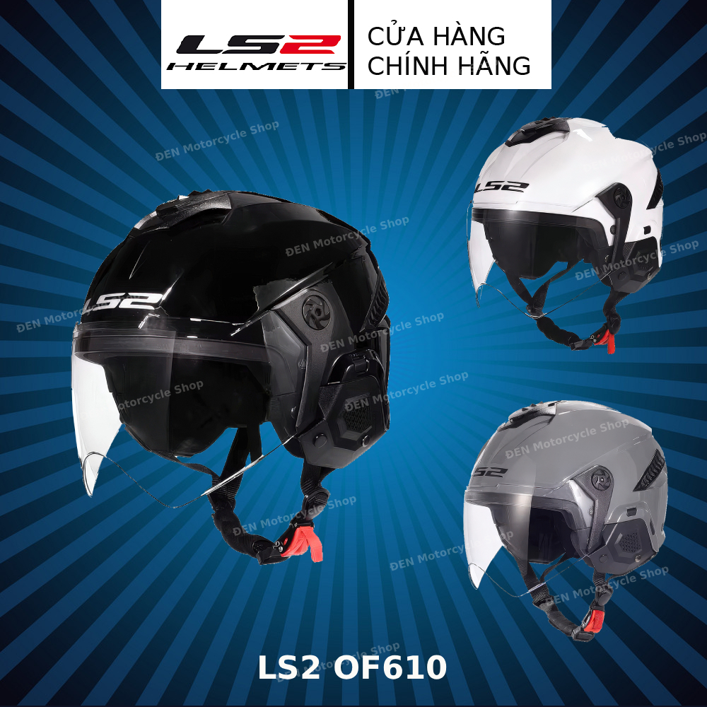 Mũ bảo hiểm LS2 OF610 - Mũ bảo hiểm nửa đầu có kính an toàn lái xe
