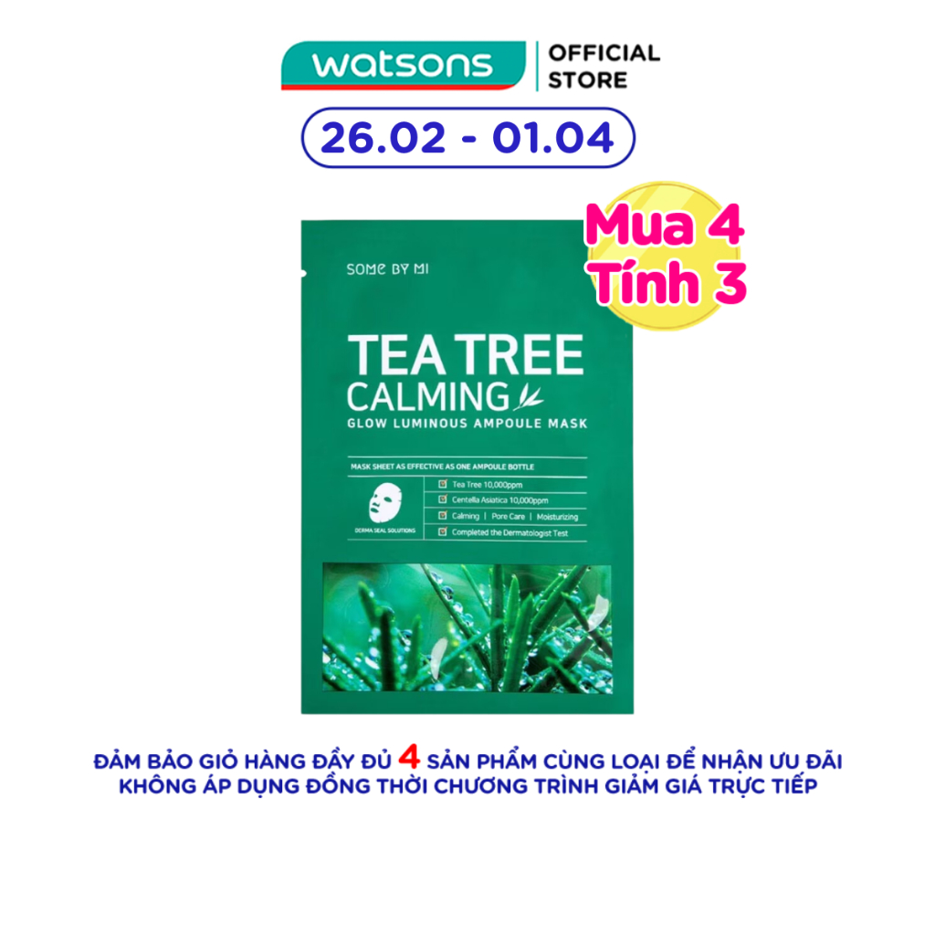 [Mã FMCGWA101 giảm 8% đơn 250K] Mặt Nạ Some By Mi Cho Da Mụn Tea Tree Calming Sheet Mask 25g