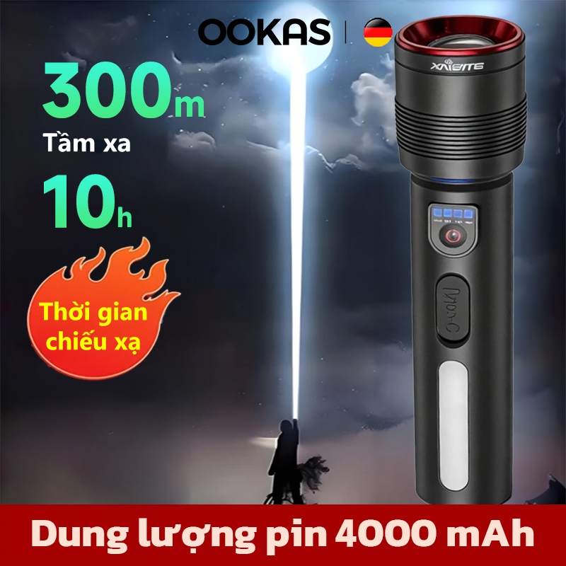OOKAS Đèn pin siêu sáng,Bấc đèn nhập khẩu,Chống nước và chịu rơi vỡ