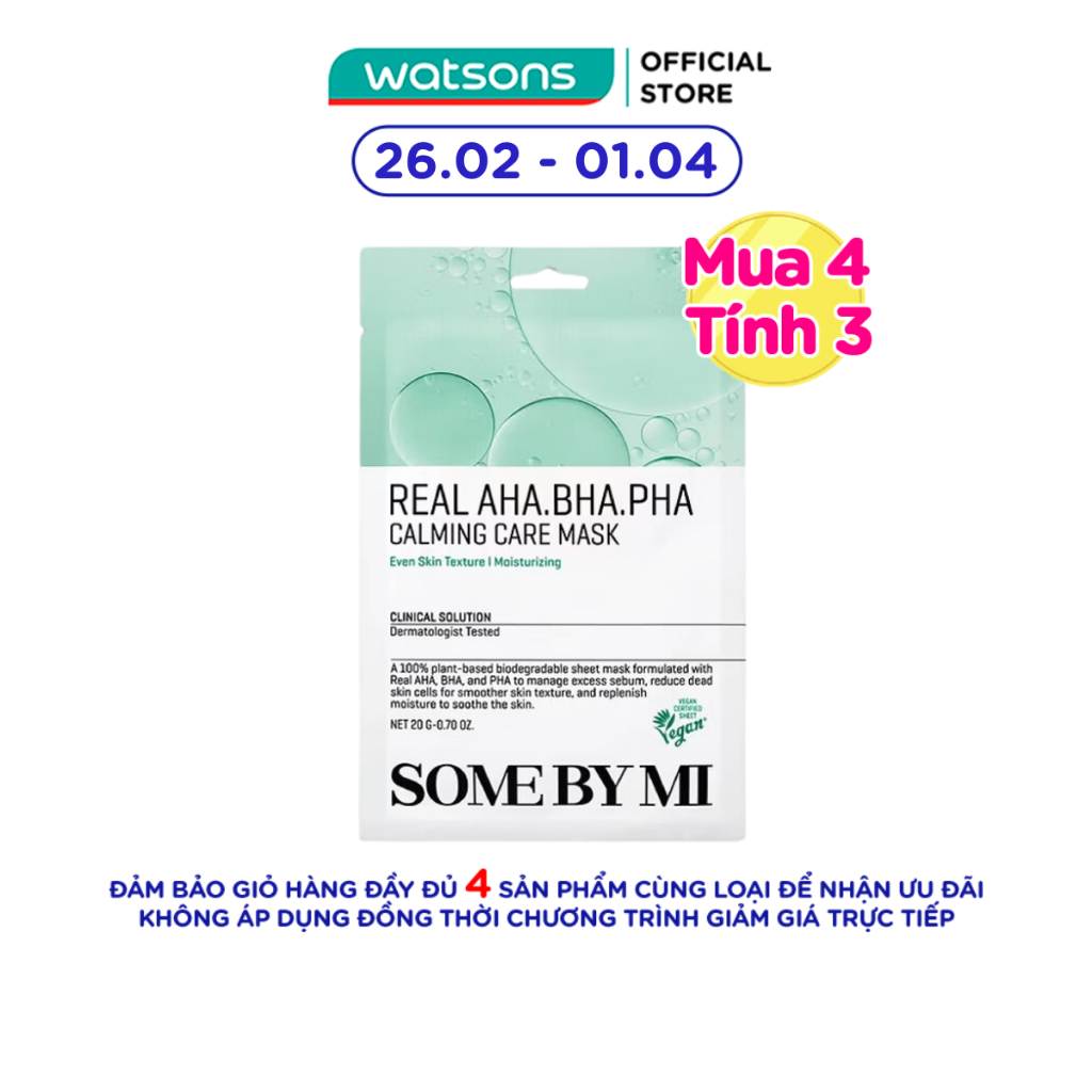 [Mã FMCGWA101 giảm 8% đơn 250K] Mặt Nạ Giấy Some By Mi Real AHA-BHA-PHA Calming Care Mask 20g