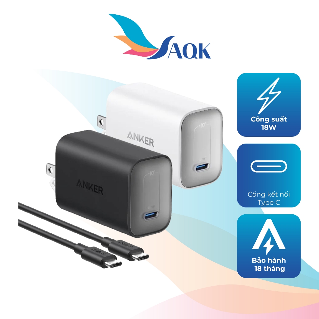 Combo cốc sạc Anker Nano 1C 100W + Cáp USB Type-C to Type-C B2679 - Hàng chính hãng
