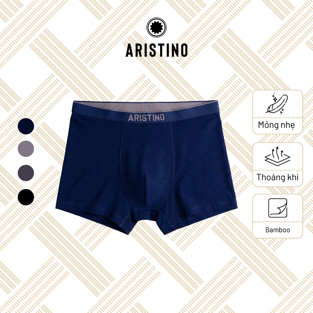 Quần lót nam Aristino dáng Boxer Bamboo mềm mịn, thấm hút, kháng khuẩn tự nhiên ABX1605