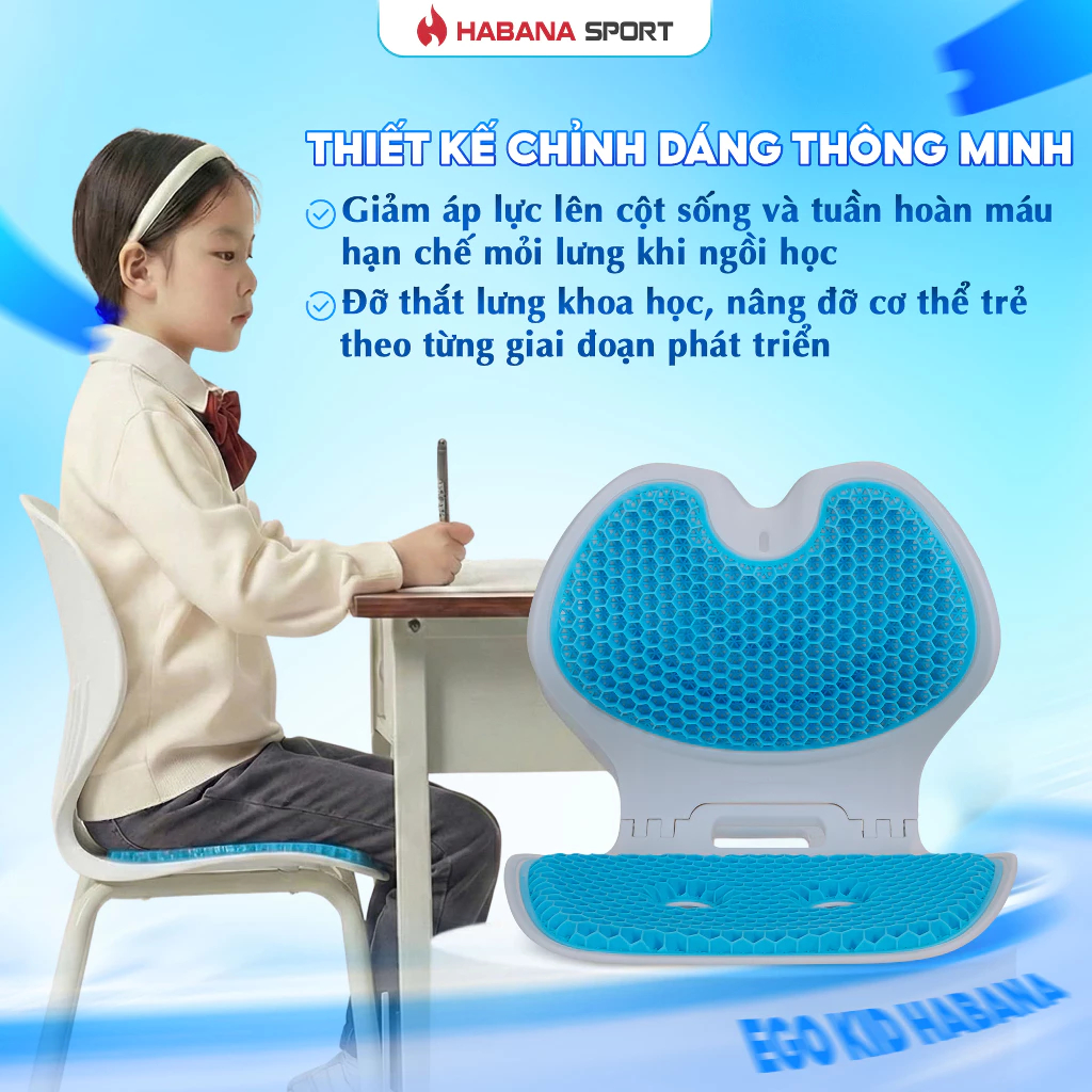 [ EGO KID HABANA ] Ghế Chỉnh Dáng Trẻ Em EGO KID HABANA Bản Gấp Gọn, Bé Ngồi Học Lâu Giảm Đau Mỏi Lư
