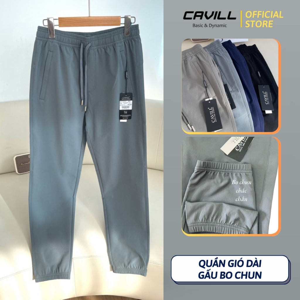 Quần Gió Dài CAVILL, Gấu Bo Chun. Vải Gió Hạt Co Giãn, Dáng Quần Khoẻ Khoắn, Trẻ Trung.