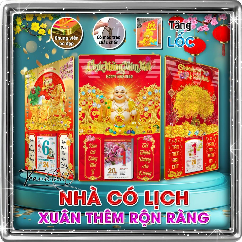 Lịch Bloc 3d tráng gương, Lịch Tết Nguyên Đán 2026 tráng gương treo tường –  Lịch ngựa vàng, Lịch Tà