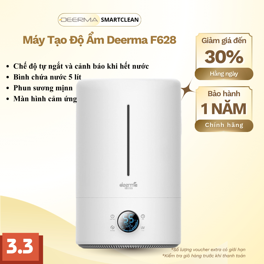 Máy phun sương tạo ẩm DEERMA F628S - Màn hình cảm ứng | 3 cấp độ phun sương - Bảo hành 12 tháng