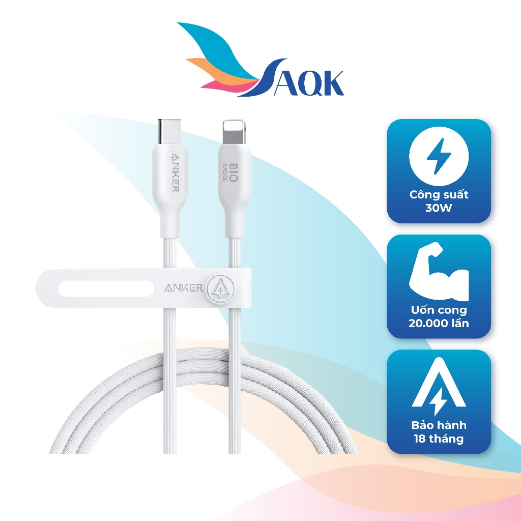 Cáp USB Type-C to iP Anker 322 MFI Nylon Cable III 0.9m A81B5/1.8m A81B6 - Hàng chính hãng