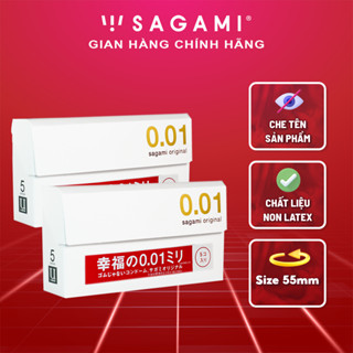 Combo 2 hộp bao cao su Sagami 001 siêu mỏng non latex hộp 5 chiếc