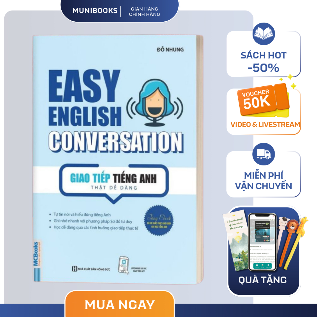 Sách - Easy English Conversation – Giao Tiếp Tiếng Anh Thật Dễ Dàng - Học Kèm Online MCBooks