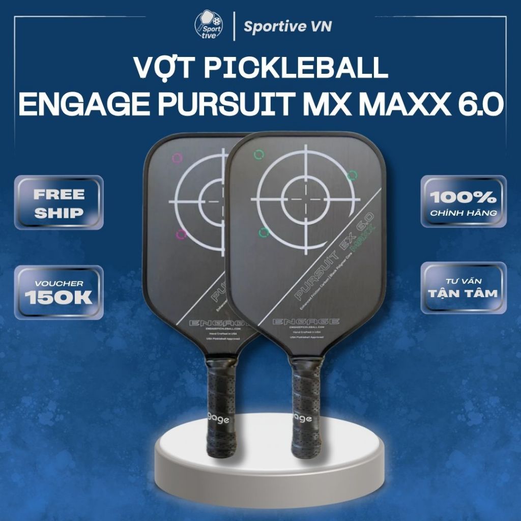 [CHÍNH HÃNG] Vợt Pickleball Engage Pursuit MX Maxx 6.0 – Chuẩn USAPA, Carbon Cao Cấp, Kiểm Soát & Sứ