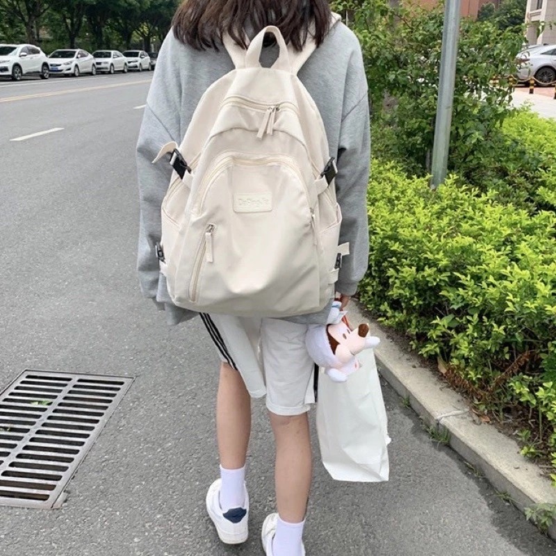 [Peinn] Balo đi học Ulllzang trơn phối khoá giá rẻ BL43 vừa A4