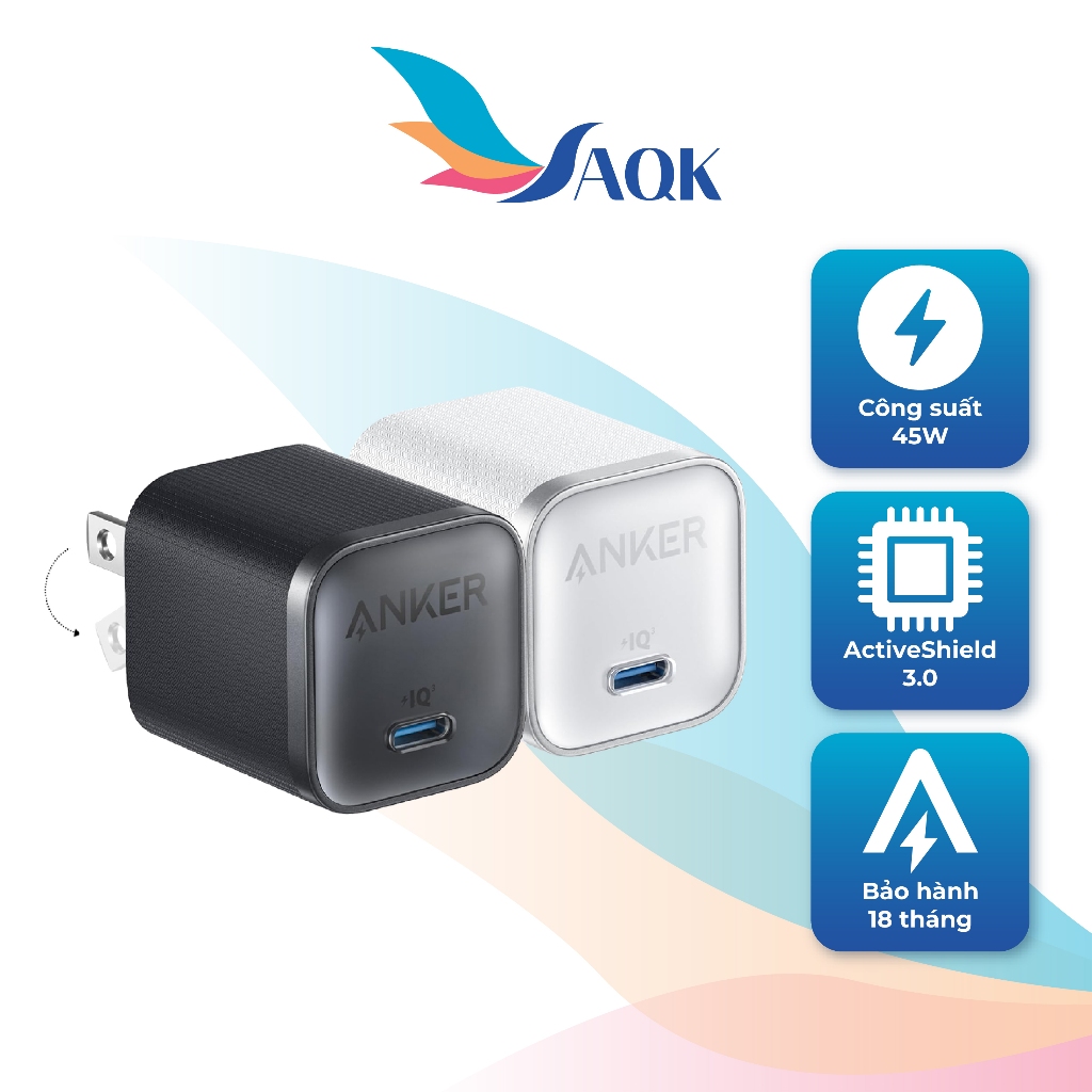 Cốc sạc Anker Nano 1C Compact Fast Charger 45W A2692 - Hàng chính hãng