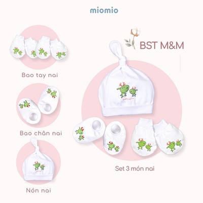 Bao Tay Sơ Sinh Bo, Bao Chân Bo, Nón Sơ Sinh MIOMIO - In Hình Cho Bé Trai, Bé Gái, Vải Cotton