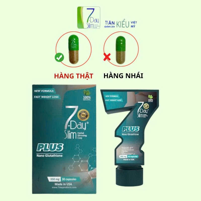 Viên uống giảm cân 7 Day Slim USA 30 Viên - viên nang CÓ LOGO 7-DAY SLIM