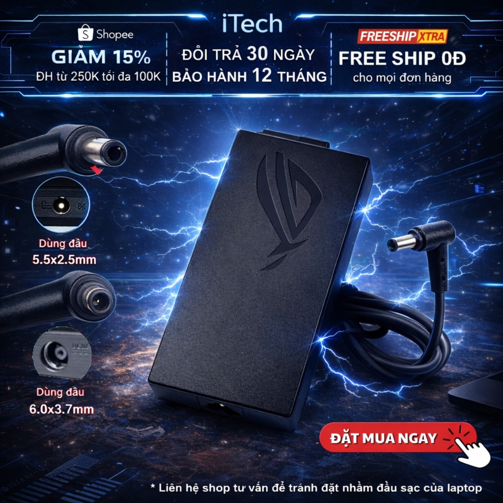 Sạc Asus Tuf Gaming F15 F17 A15 A17 Rog Strix G15 G17 Rog Zephyrus G14 G15 G16 M16