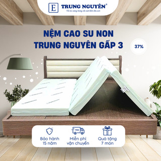 Nệm cao su non gấp 3 Trung Nguyên, thành phần Memory Foam kết hợp với cao su non thiết kế gấp 3 tiện lợi, thoáng khí.