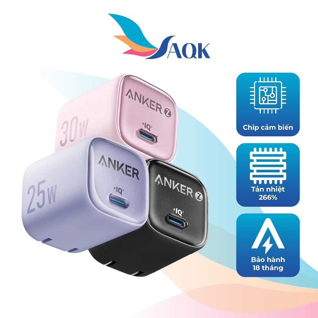 Cốc sạc Anker Zolo 1Type-C PIQ 3.0 20W A2699/25W A2656/30W A2698 - Hàng chính hãng