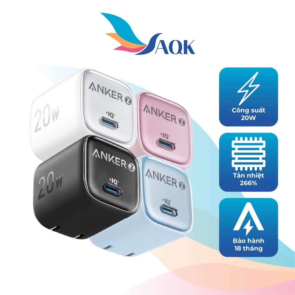 Cốc sạc Anker Zolo 1Type-C 20W PIQ 3.0 A2699 - Hàng chính hãng