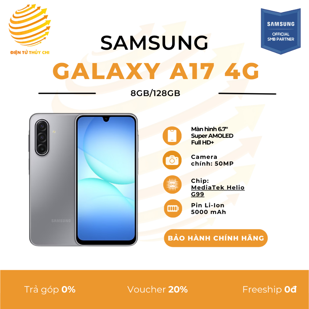 Điện thoại Samsung Galaxy A17 4G  8GB/128GB - Hàng Chính Hãng Samsung Việt Nam