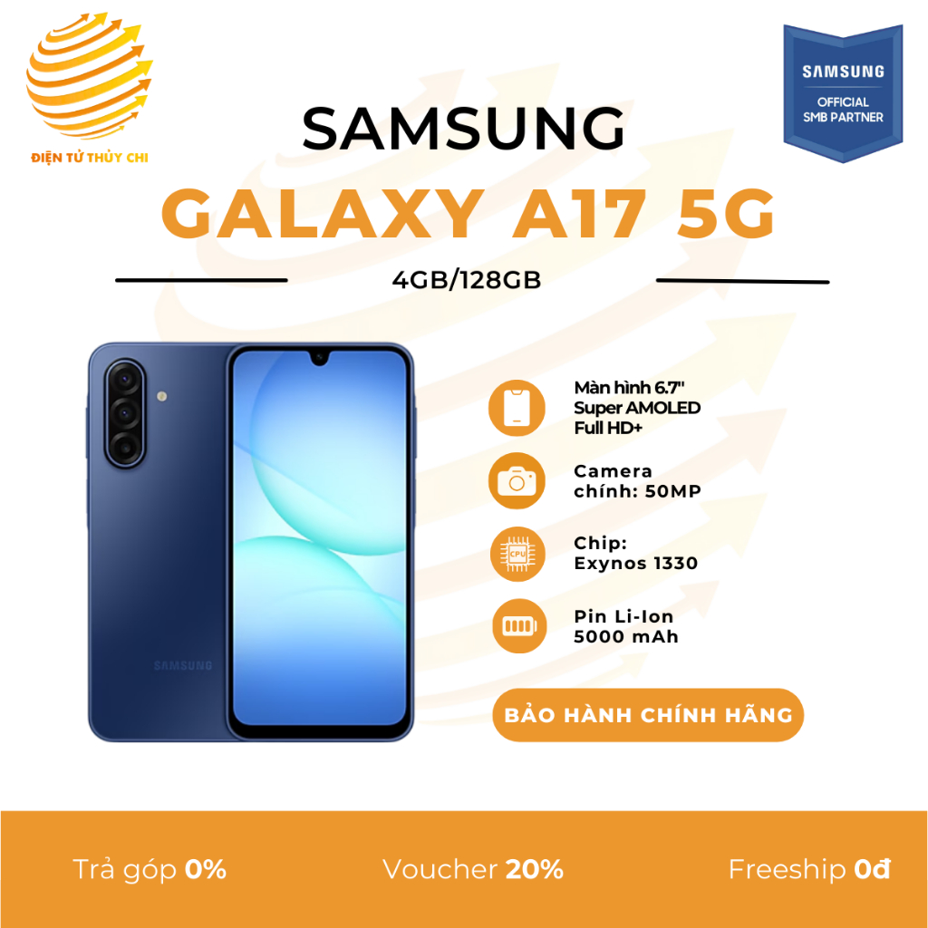 Điện thoại Samsung Galaxy A17 5G 4GB/128GB - Hàng Chính Hãng Samsung Việt Nam