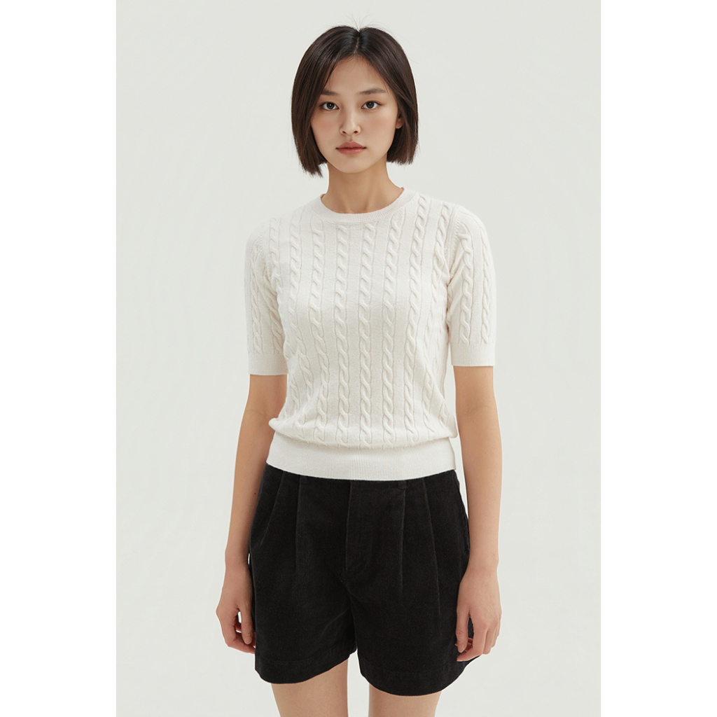 [AUTHENTIC 100%] Spao Korea áo len nữ ngắn tay dệt kim chính hãng SPKWF49W08