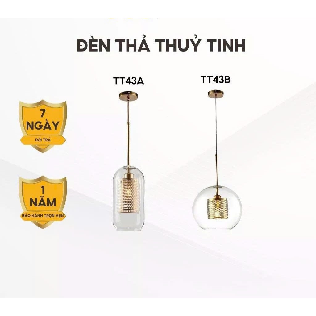 Đèn Thả Thuỷ Tinh TT43 355 Decor Lighting (chưa gồm bóng)