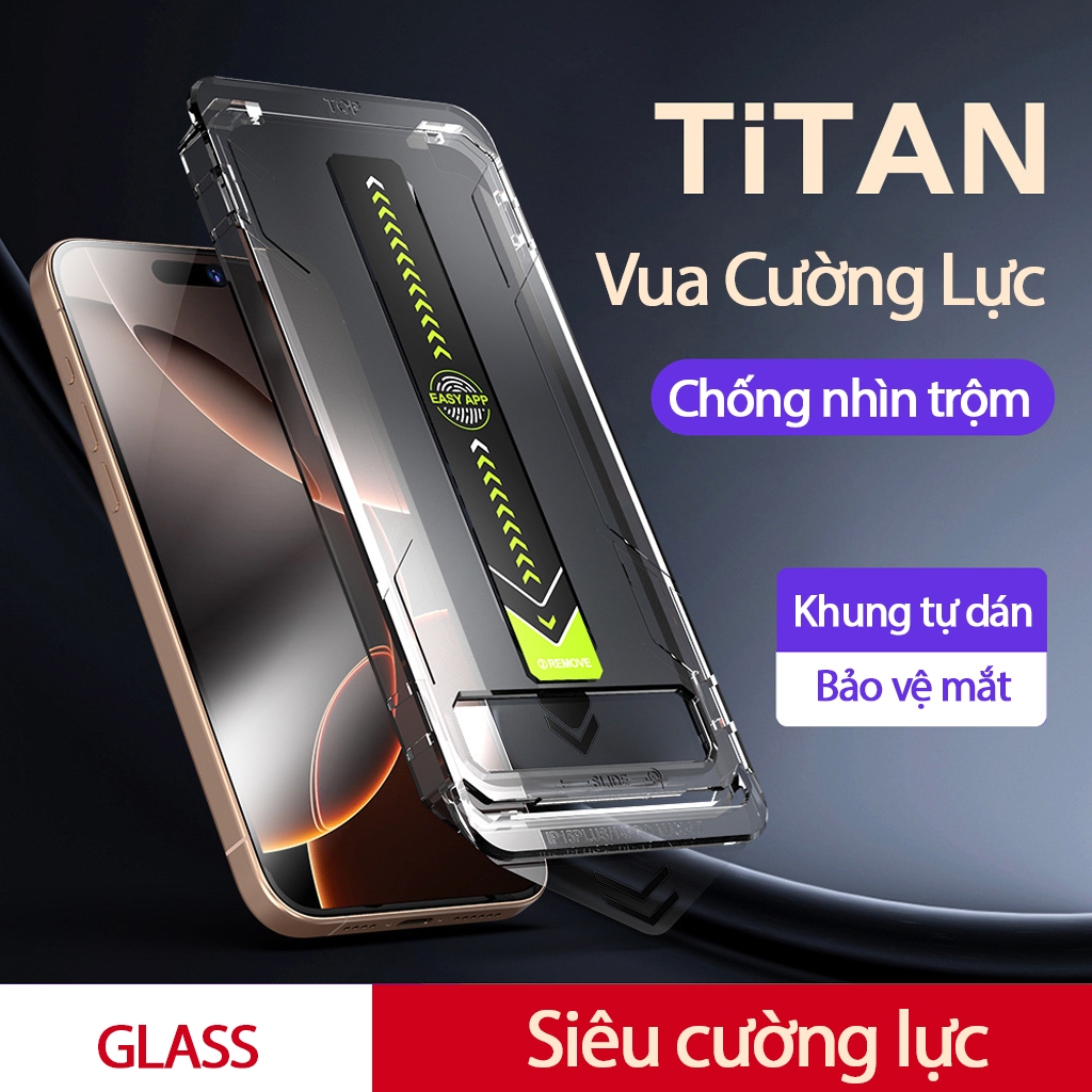 Kính Cường Lực iPhone X Đến 17 Pro Max Khung Tự Dán TITAN – Dán Dễ, Bảo Vệ Màn Hình Chống Vỡ TT _01