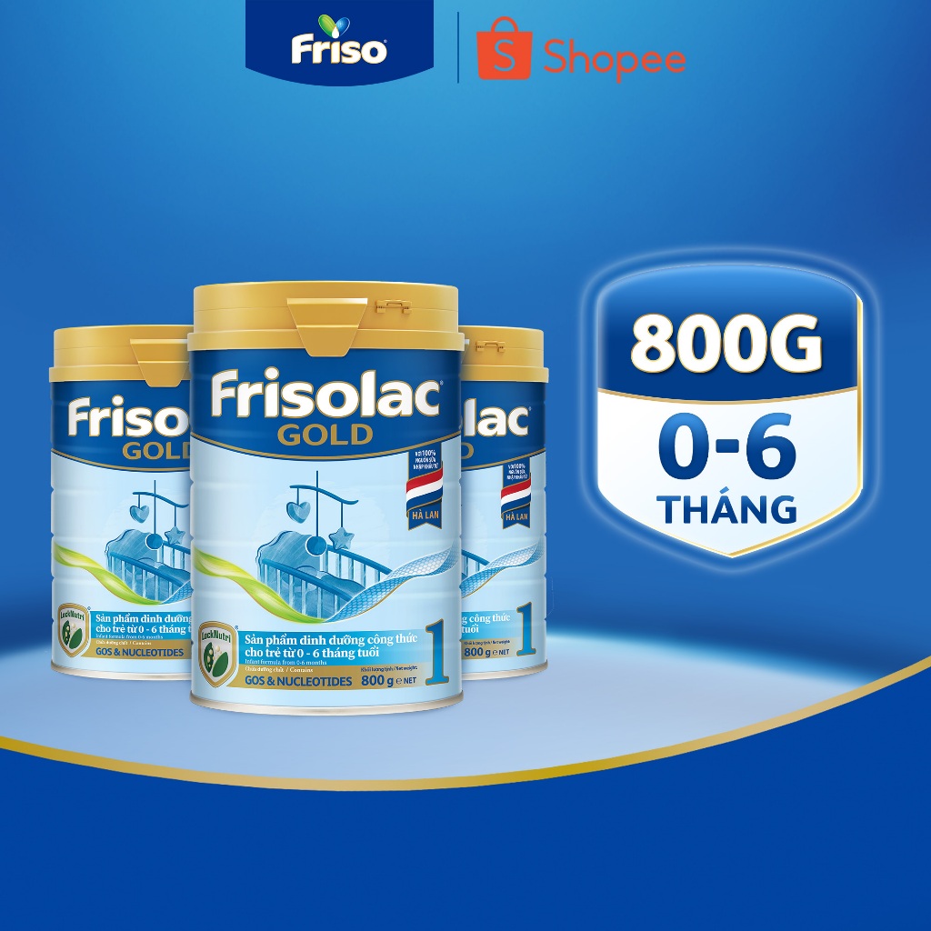 Combo 3 Lon Sữa Bột Frisolac Gold 1 800G/850G (cho bé từ 0-6 tháng tuổi)