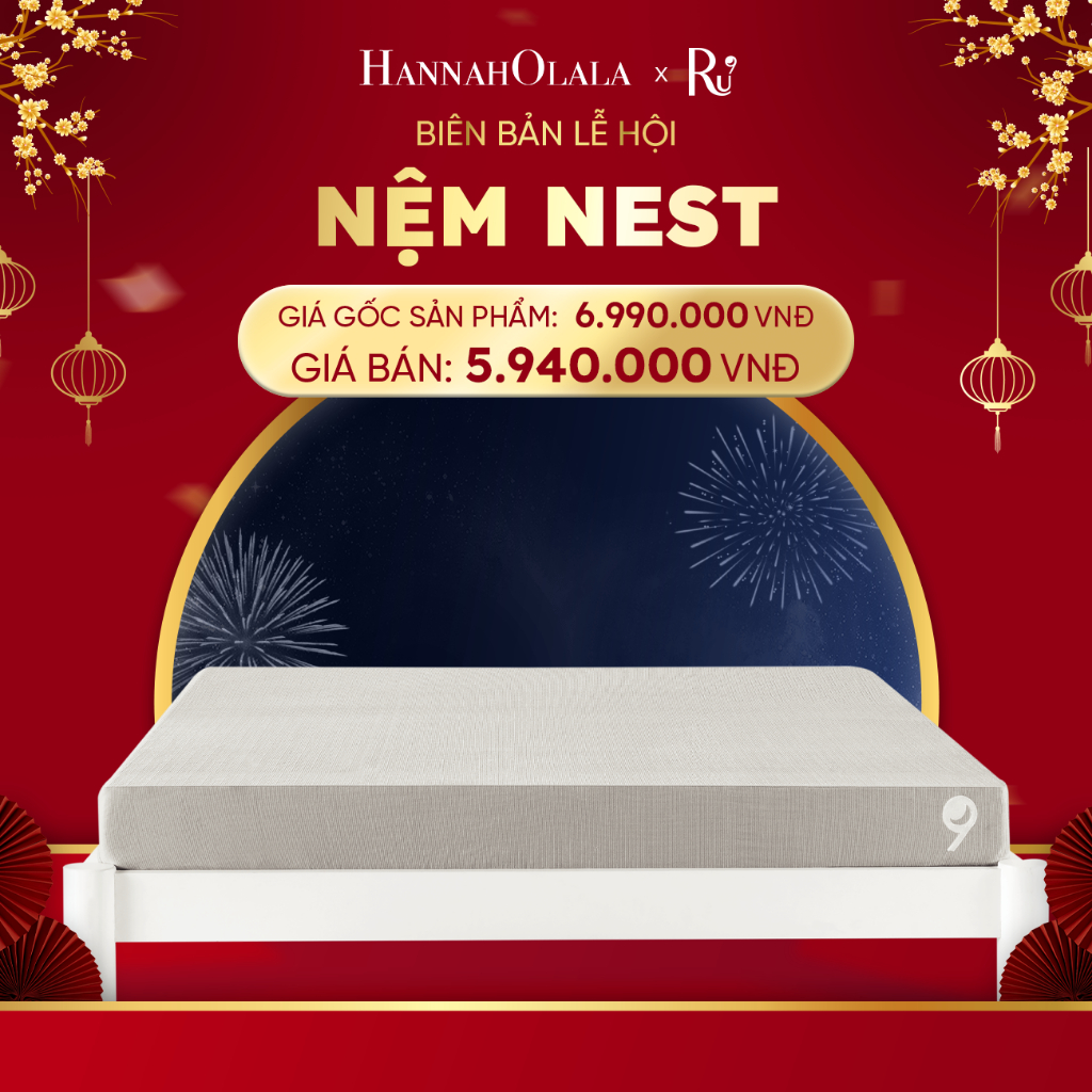 [Ru9 x HANNAH OLALA] Nệm Foam Nest Ru9 15cm | Ngăn Cách Chuyển Động | 2 Lớp Foam Nâng Đỡ Vững Chắc