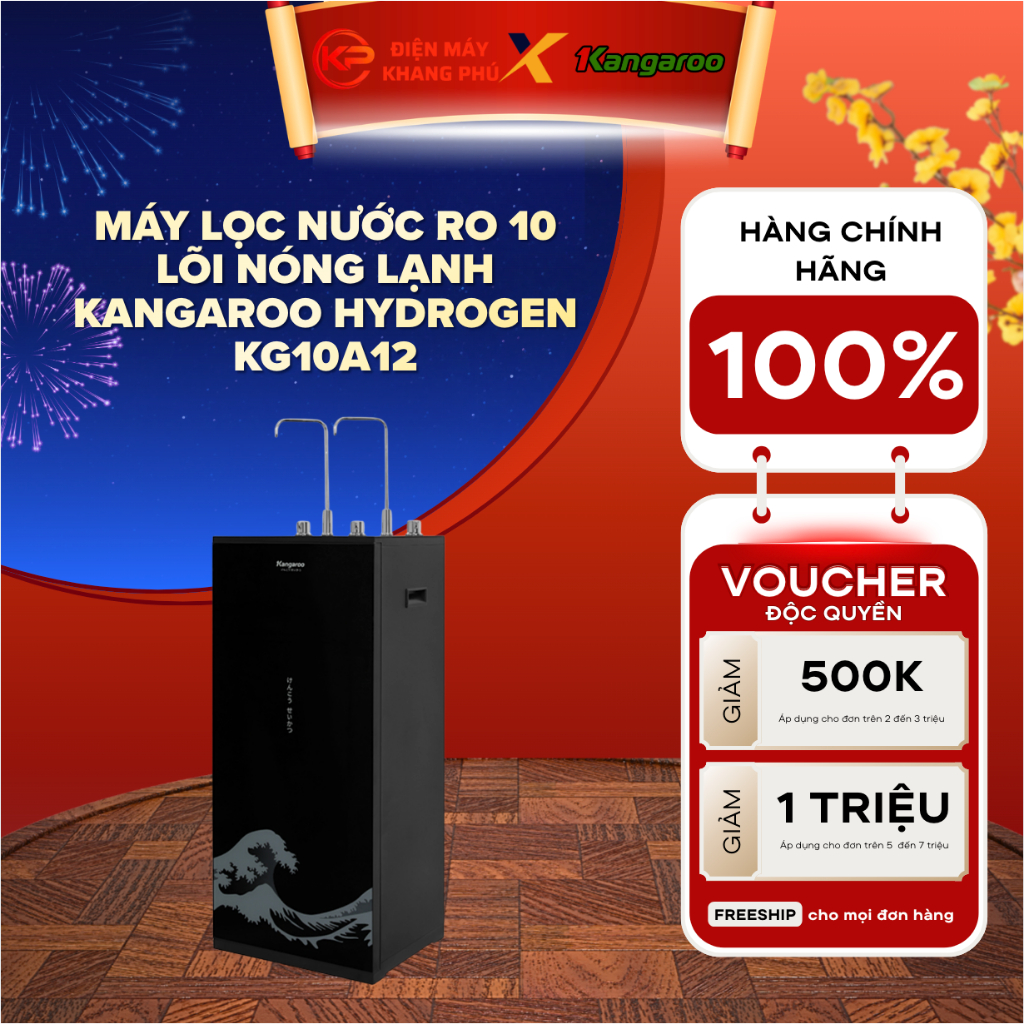 Máy lọc nước RO 10 lõi nóng lạnh Kangaroo Hydrogen KG10A12