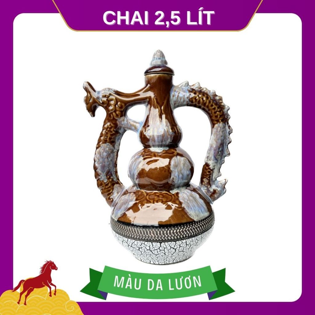 Vỏ chai Rượu bàu đá - Chai sứ 2,5 lít -  Chai đựng rượu