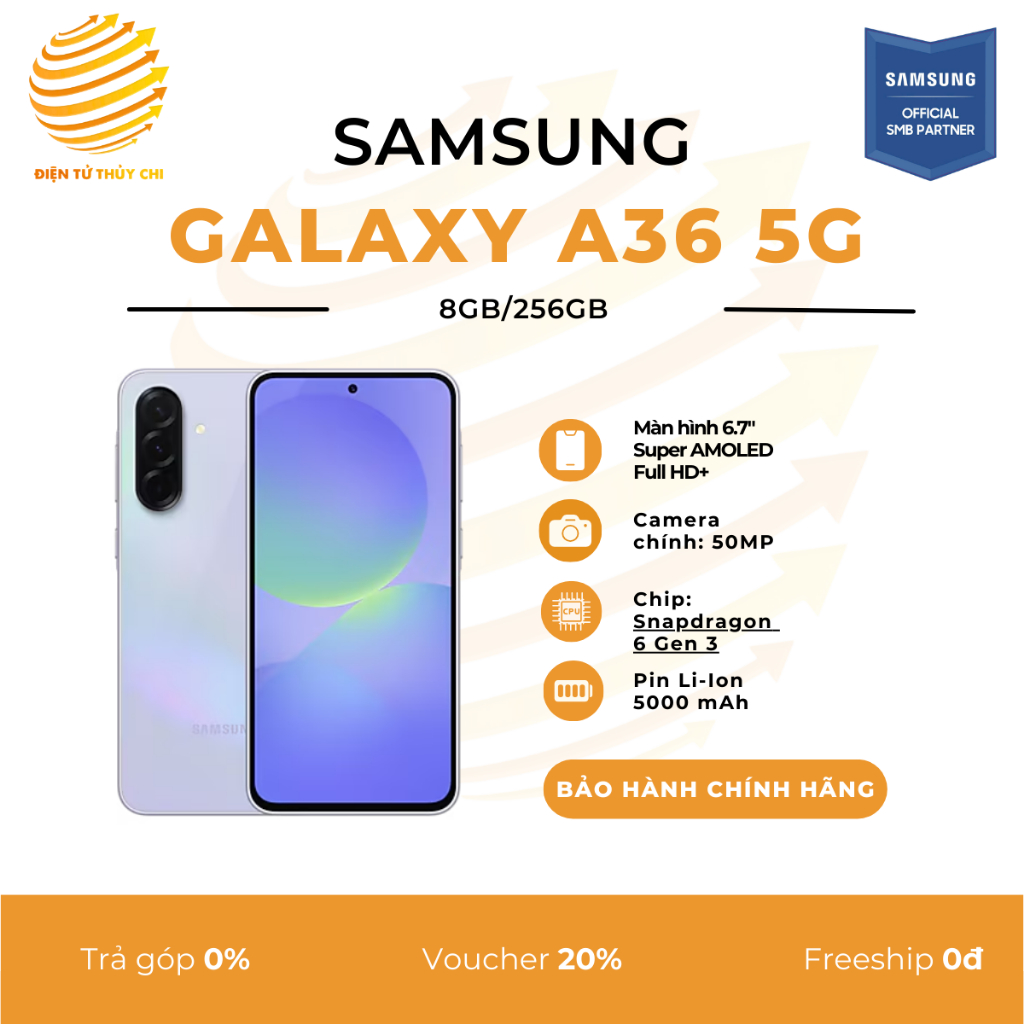Điện thoại Samsung Galaxy A36 5G 8GB/256GB - Hàng Chính Hãng Samsung Việt Nam