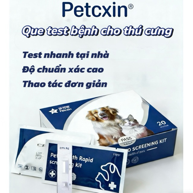 [Hỏa tốc]Kit test Parvo (CPV), Care (CDV),dại (RBV), Giảm bạch cầu (FPV), Herpes (FHV), FIP Chó Mèo