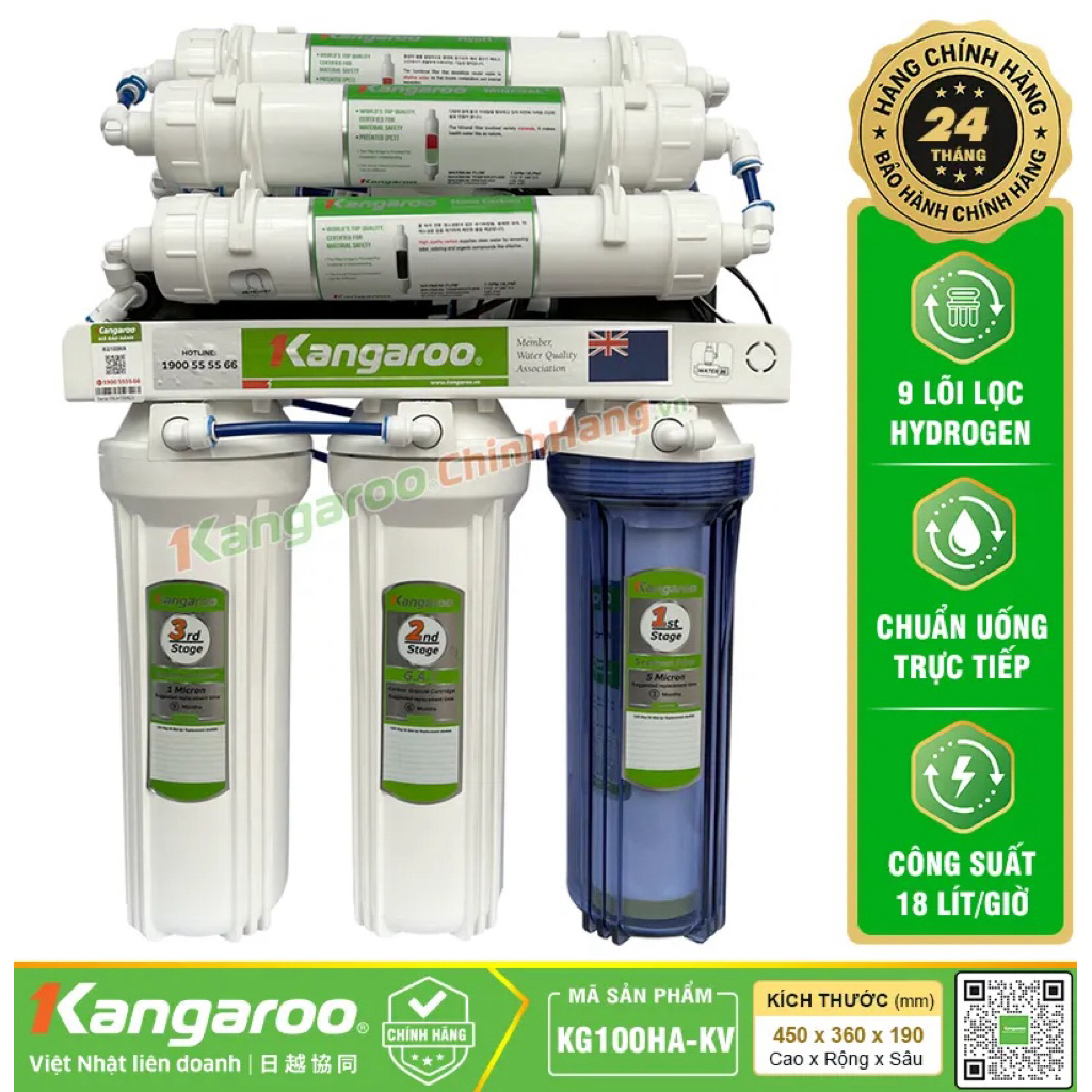 Máy lọc nước Hydrogen Kangaroo KG100HA kv 9 cấp lọc