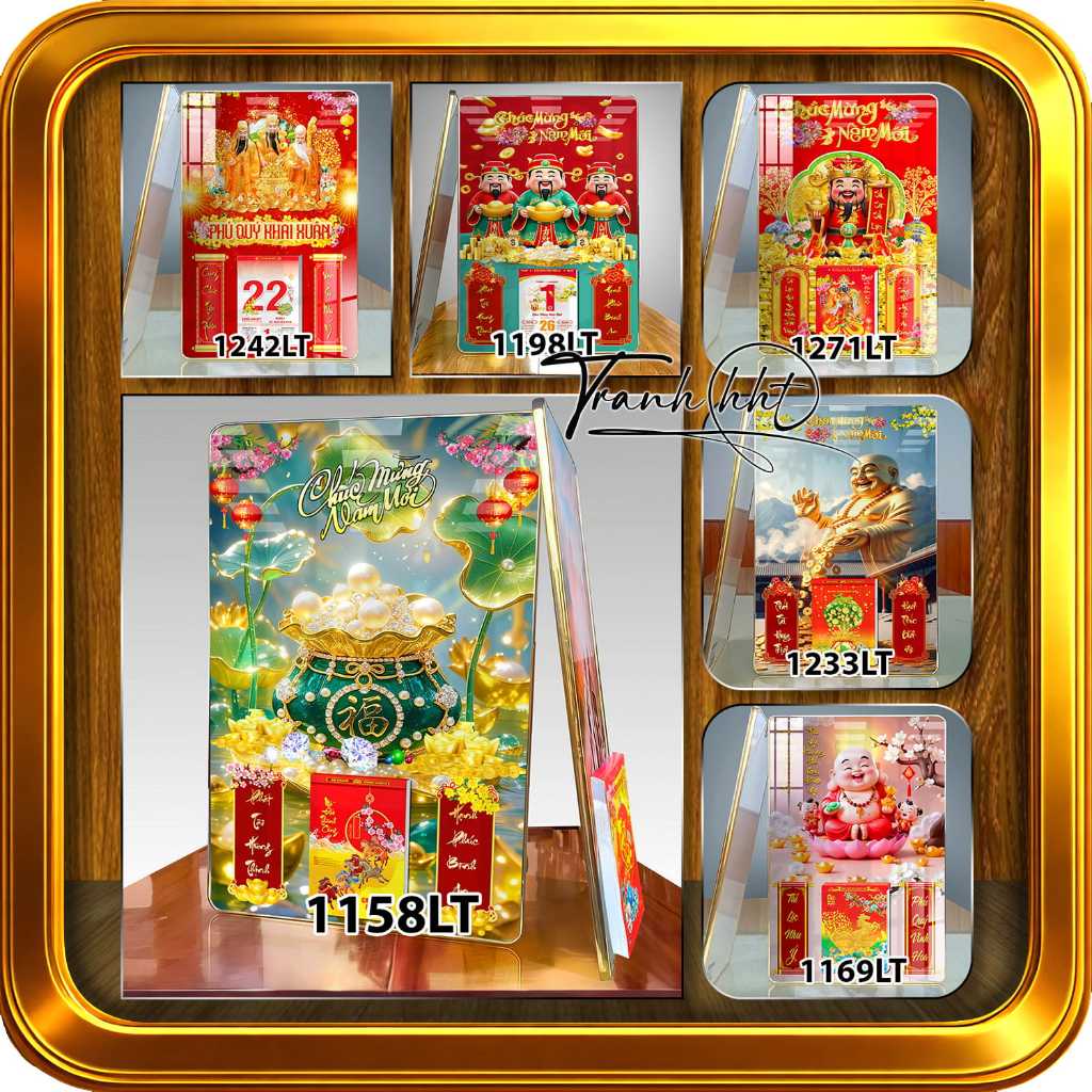 Lịch Tết bính ngọ 2026, Lịch Tết Thần Tài Di Lặc, Lịch Tết tráng gương treo tường