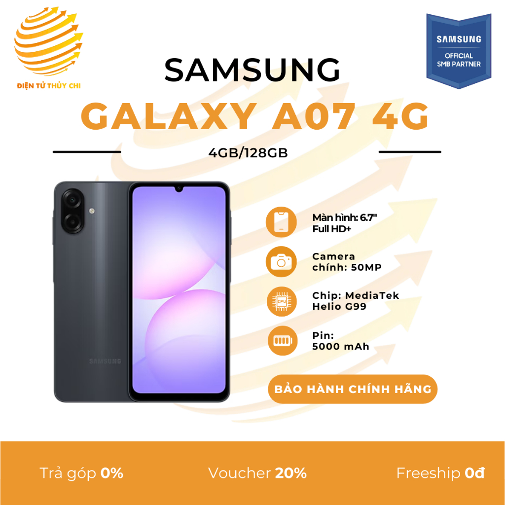 Điện thoại Samsung A07 4G 4GB/128GB - Hàng Chính Hãng Samsung Việt Nam