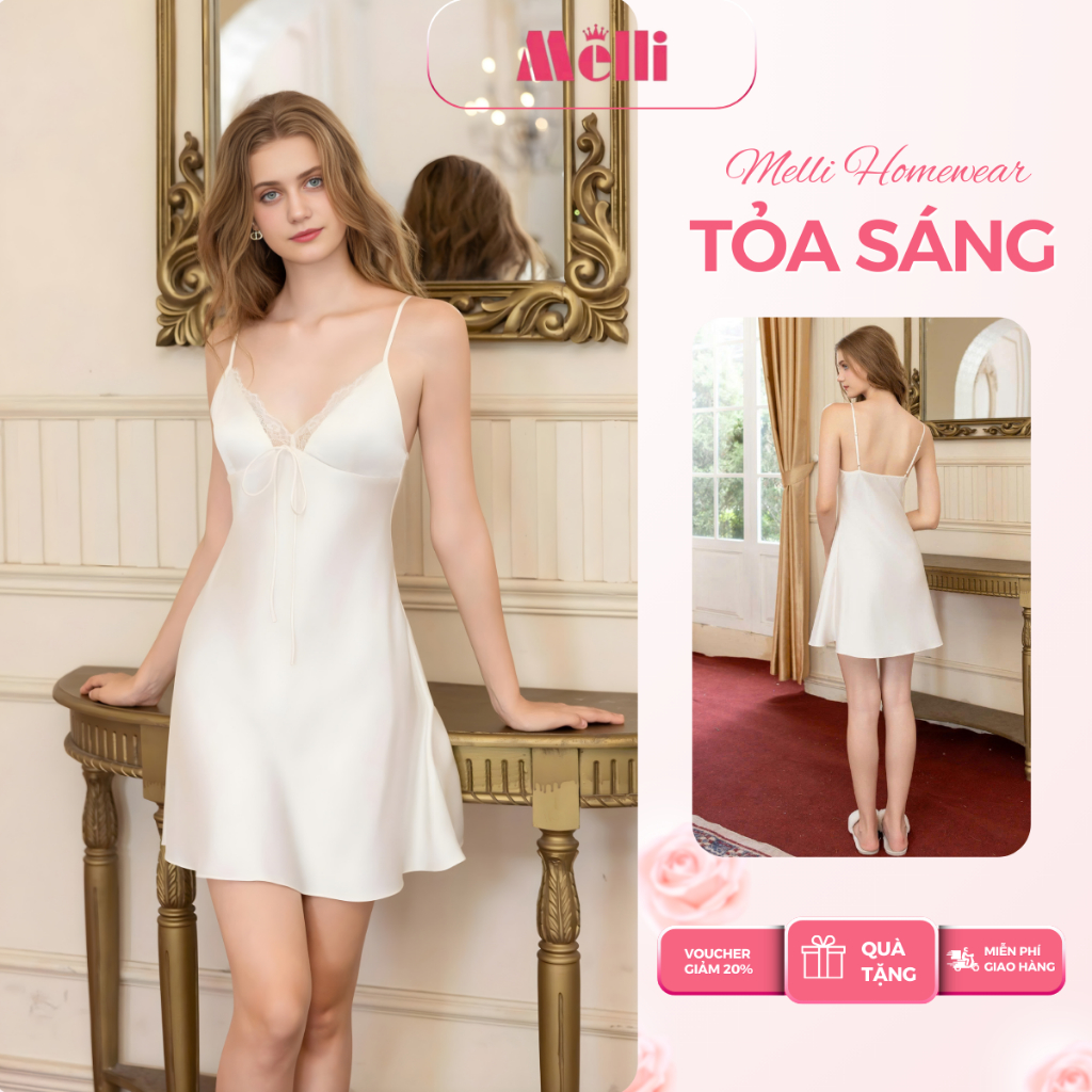 [ Hoả Tốc ] Váy Ngủ 2 Dây Lụa Latin Cao Cấp Có Đệm Mút – Đồ Ngủ Sexy Cổ Tim Quyến Rũ, Mặc Nhà Mềm Mịn Thoáng Mát