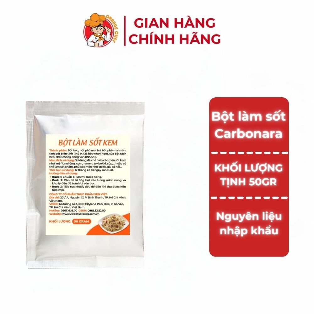 Bột Làm Sốt Mì Ý Kem Phô Mai Carbonara Orange Chef Nguyên Liệu Nhập Khẩu Malaysia