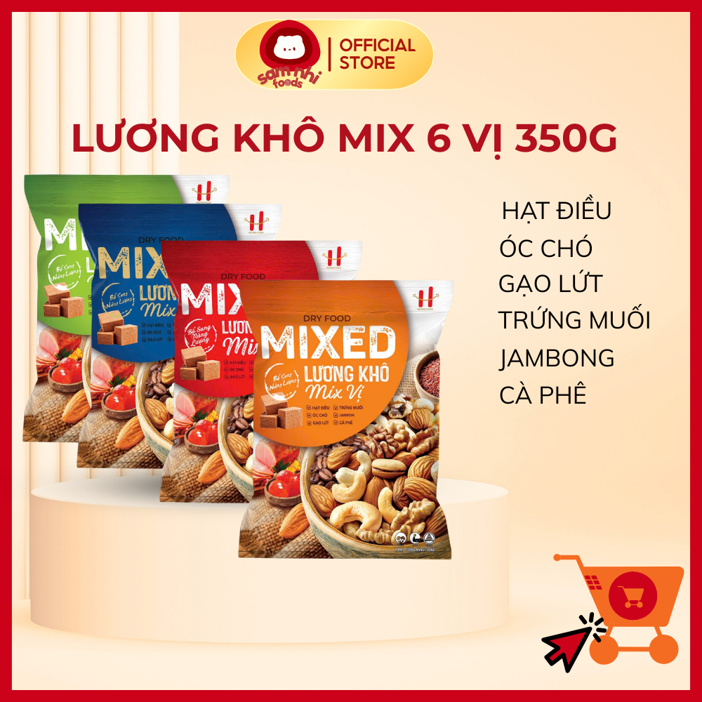 LƯƠNG KHÔ MIX VỊ HT FOODS GÓI 350G, MIX 6 VỊ HẠT DINH DƯỠNG, THƠM NGON