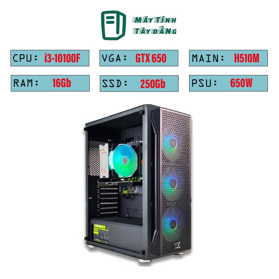 Máy tính PC chơi game H510M, I3 10100F, Ram 16G, VGA tùy chọn