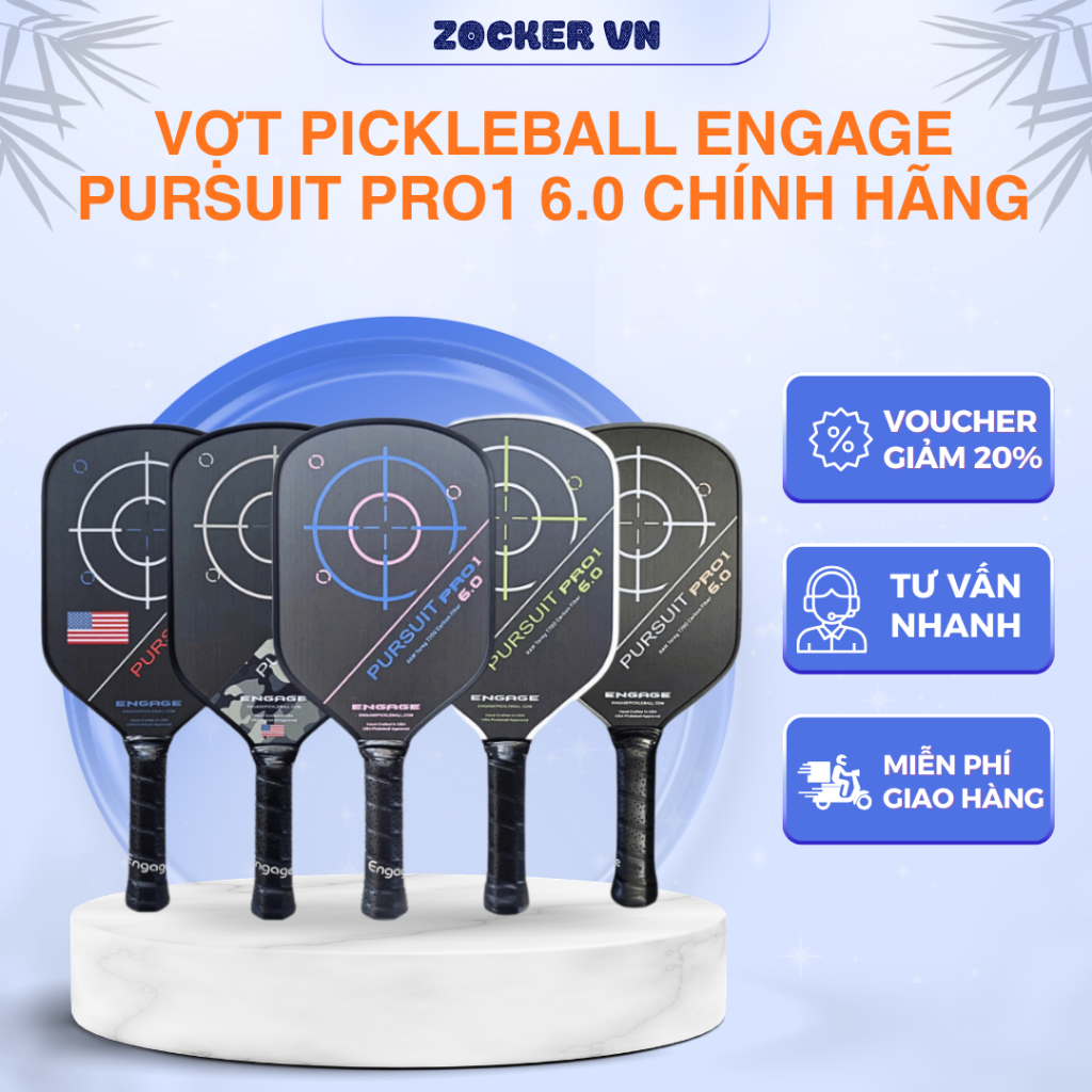 Vợt Pickleball Engage Pursuit Pro1 6.0 Chính Hãng USA – Kiểm Soát & Sức Mạnh, Vợt Thi Đấu Cao Cấp, T