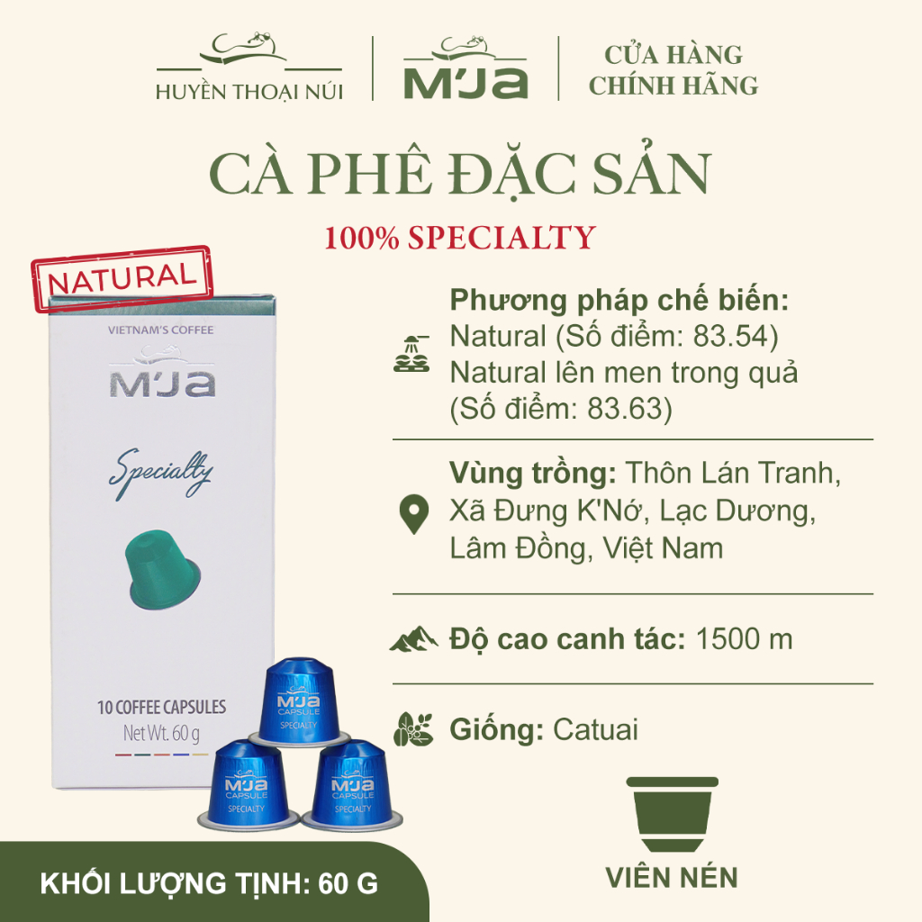 Cà Phê Viên Nén MJA 50g (10 Viên) – 100% Arabica Specialty, Vị Thanh Chua Đắng Nhẹ, Coffee Capsule