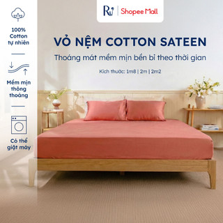 Vỏ Ga Nệm Cotton Sateen 100% 300TC Ru9 | Thoáng Mát Mềm Mịn | Màu Trơn Bo Chun Size 1m2, 1m4, 1m6
