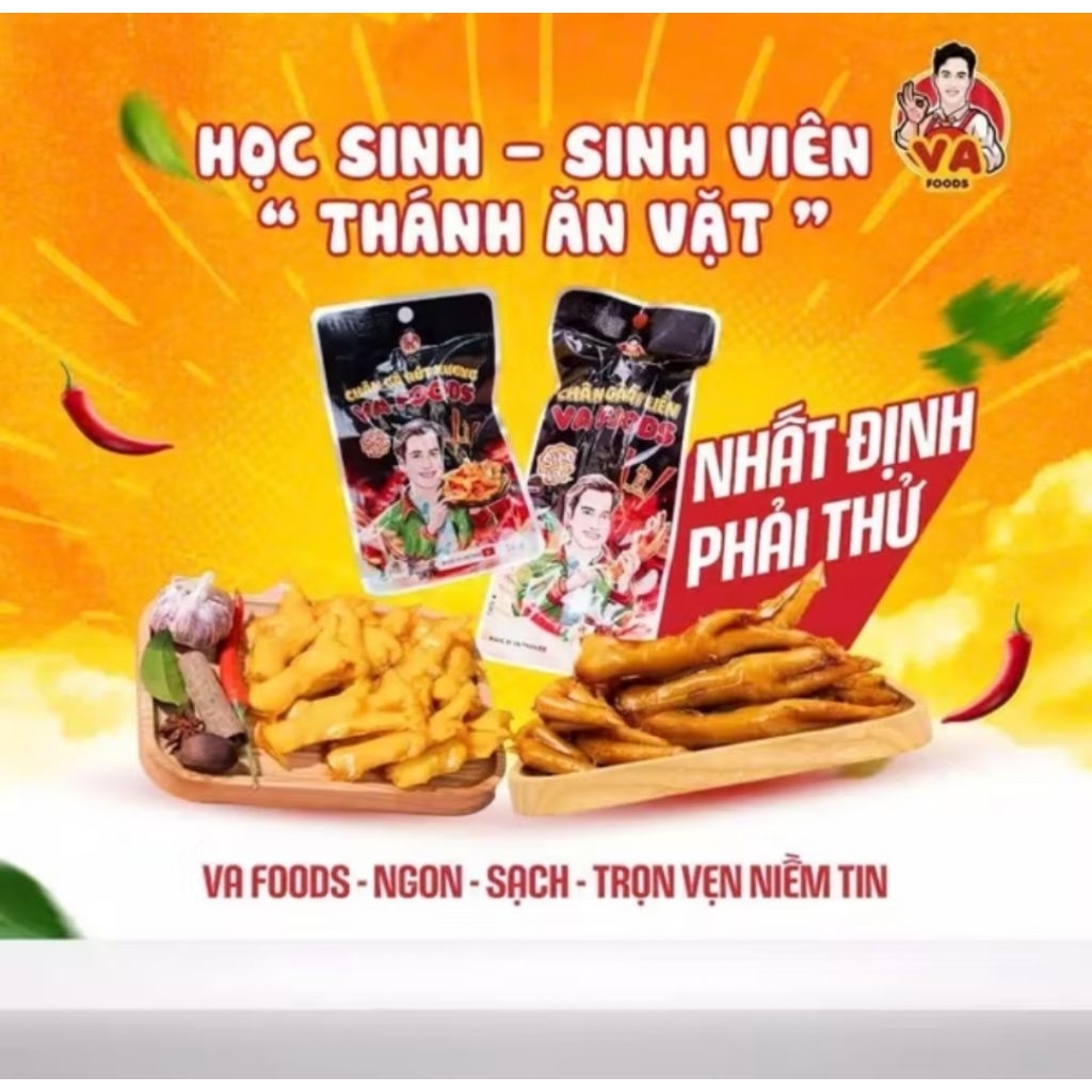 (tặng 1 gói chân gà VA) combo 20 gói chân gà VA FOOD. chân gà VIỆT ANH